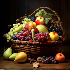 A basket and some fruits in it healthy Fresh different types food 