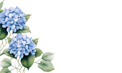 Watercolor hydrangea botanical horizontal banner design