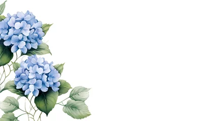 Fotobehang Watercolor hydrangea botanical horizontal banner design © Kislinka_K