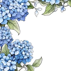 Rolgordijnen Watercolor hydrangea botanical horizontal banner design © Kislinka_K