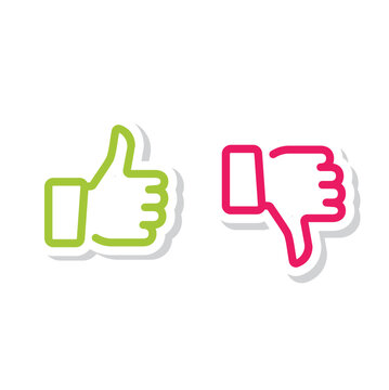 Up and down thumbs icon. Thumbs up and thumbs down.