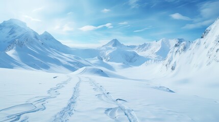 Alpine beauty, winter sports, mountain scenery, skiing adventure, snow-covered peaks, frosty delight. Generated by AI.