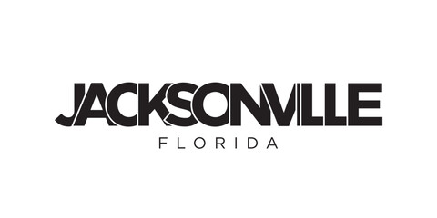 Jacksonville, Florida, USA typography slogan design. America logo with graphic city lettering for print and web.