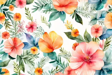 Tuinposter seamless background with flowers © Zoraiz