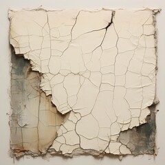modern artwork made of paper with tear pieces in it, grungy patchwork, simplified compositions, plaster
