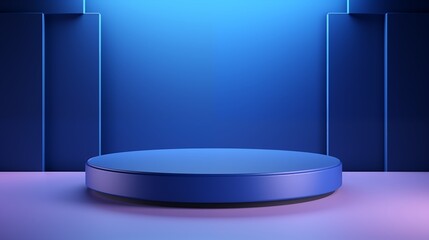 Blue color podium 3d clean style, modern minimal concept. Ai generated