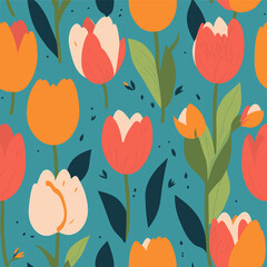 Abstract Tulip Symphony Seamless Patterns