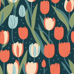 Abstract Tulip Symphony Seamless Patterns