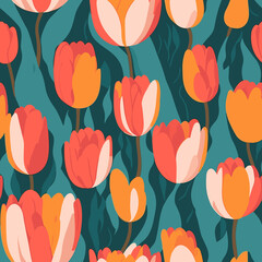Abstract Tulip Symphony Seamless Patterns