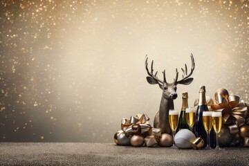 Naklejka premium christmas background with reindeer