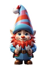 Adorable and charming christmas gnome 3D cartoon character With colorful fur, the gnome with cuteness and holiday spirit on transparent background. Generative Ai.