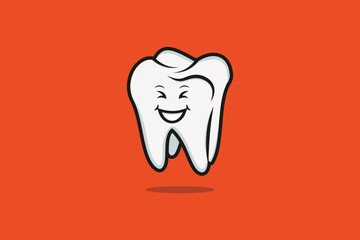 Cute Tooth cartoon character vector icon illustration. Healthcare and medical objects icon design concept. Healthy teeth smiling vector.