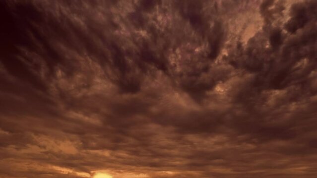 timelapse clip with yellow thunder storm rain clouds - loop video