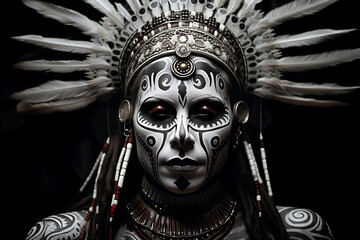 black and white tribal art