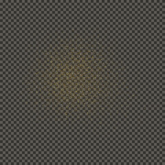 Gold glittering dust on transparent backdrop