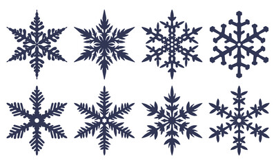 Set of  Snowflakes icons for winter decoration. Isolated snowflake collection.