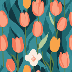 Abstract Tulip Symphony Seamless Patterns