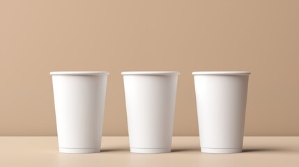 White craft paper cups mockup 3d rendering. Ai generated