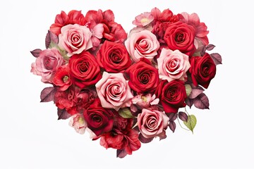 Blossoms of love. Romantic floral bouquet perfect for celebrations. Passionate petals. Beautiful heart shaped bouquet for love. Nature affection. Vibrant roses in heart for special occasions