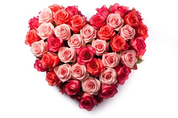 Blossoms of love. Romantic floral bouquet perfect for celebrations. Passionate petals. Beautiful heart shaped bouquet for love. Nature affection. Vibrant roses in heart for special occasions