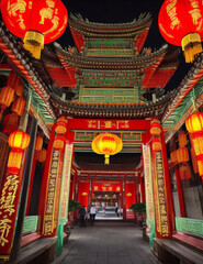 Obraz premium chinese temple at night