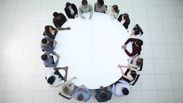 business meeting at the table, top view