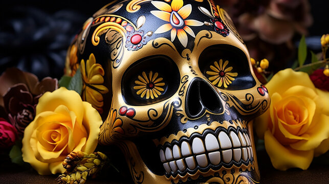 carnival mask and flowers HD 8K wallpaper Stock Photographic Image 