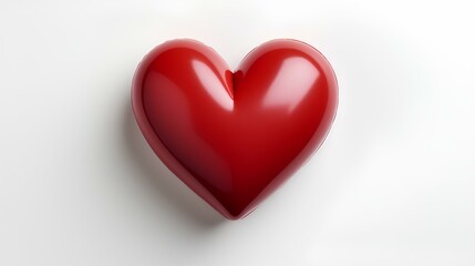 Fototapeta premium red heart on white background. Red reflective heart isolated on white background with shadow. Red heart. Heart for Valentine's Day. Valentine's Day