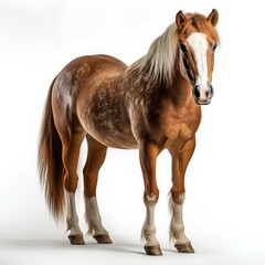 horse isolated on white background with shadow. Full body horse isolated. Brown horse on white background. Horse isolated. Horse. Animal