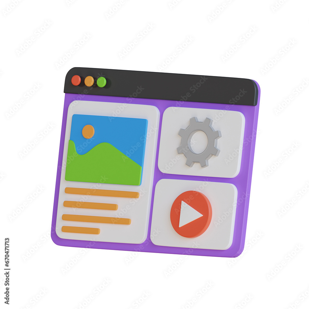 Poster 3d model of content management. content management design in 3d. 3d illustration, 3d element, 3d ren