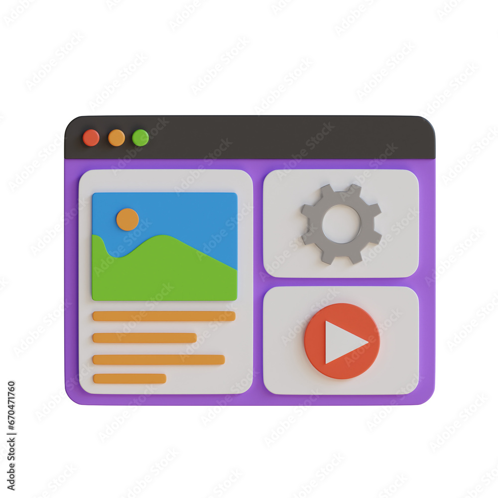 Poster 3d model of content management. content management design in 3d. 3d illustration, 3d element, 3d ren