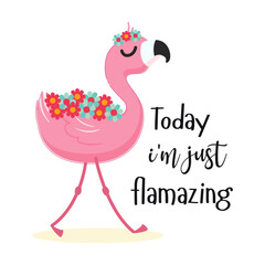 Today I'm Just Flamazing, Cool Flamingo Slogan Design For Kids T-Shirt And Other Merchandise