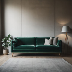 beautiful sofa interior with beautiful wall generated by AI