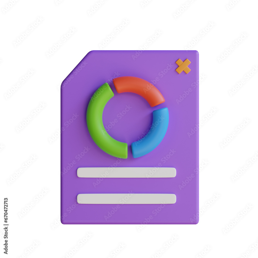 Poster 3d model of purple analysis report. purple analysis report design in 3d. 3d illustration, 3d element
