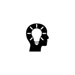 Human head light bulb icon isolated on transparent background