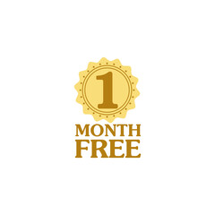 First month free sign icon isolated on transparent background