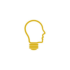 Human head light bulb icon isolated on transparent background