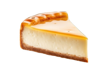 1 piece of cheesecake sliced isolated on transparent background.