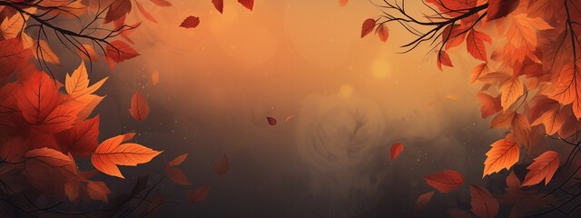 Autumn Banner With Orange Leaves