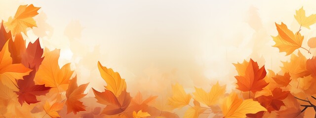 Naklejka na ściany i meble Autumn Banner With Orange Leaves