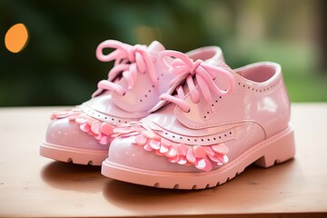 illustration of shoes pink for girl, Generative ai