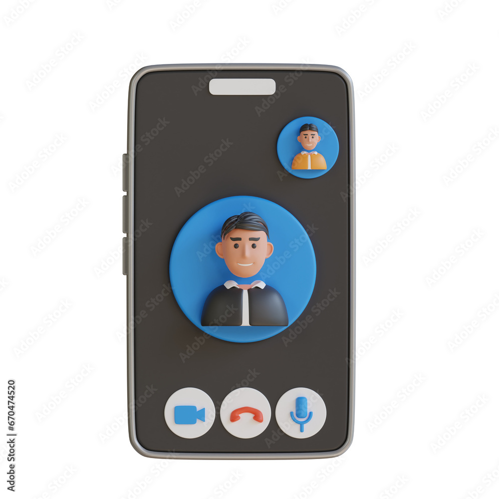 Aufkleber 3D Model of Video Call with Clear Screen Display for Closer Face-to-Face Communication
3d illustration, 3d element, 3d rendering. 3d visualization isolated on a transparent background