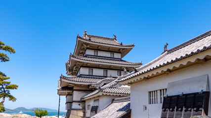 瀬戸内海を見渡す高松城の月見櫓（香川県高松市）