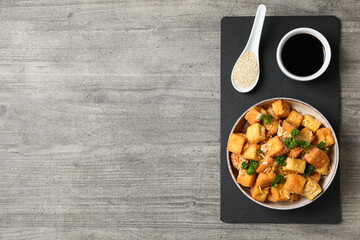 Fried tofu, delicious and tasty fried food, tasty food