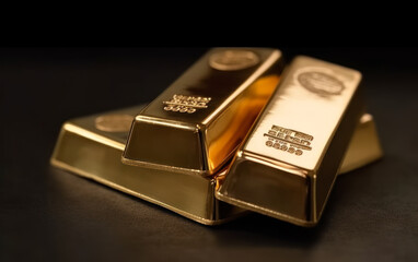 Shiny bullion or gold bars. AI Generative