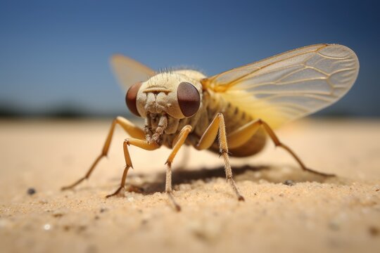 macro shot of sand fly, outbreak of leishmaniasis threat concept
