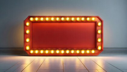 red sign with golden lights, vintage cinema style