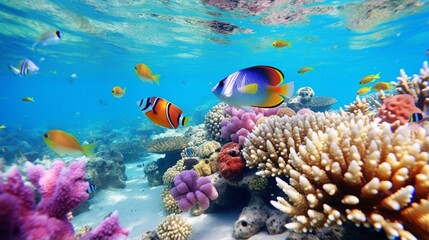 Naklejka na ściany i meble coral reef and fish generated by AI tool 
