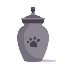 Urn with the ashes cartoon vector illustration. Urn with the ashes of domestic animal.