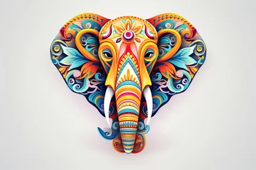 Foto op Aluminium illustration ofwhite background elefante mandala very colorfull, Generative ai © rajesh